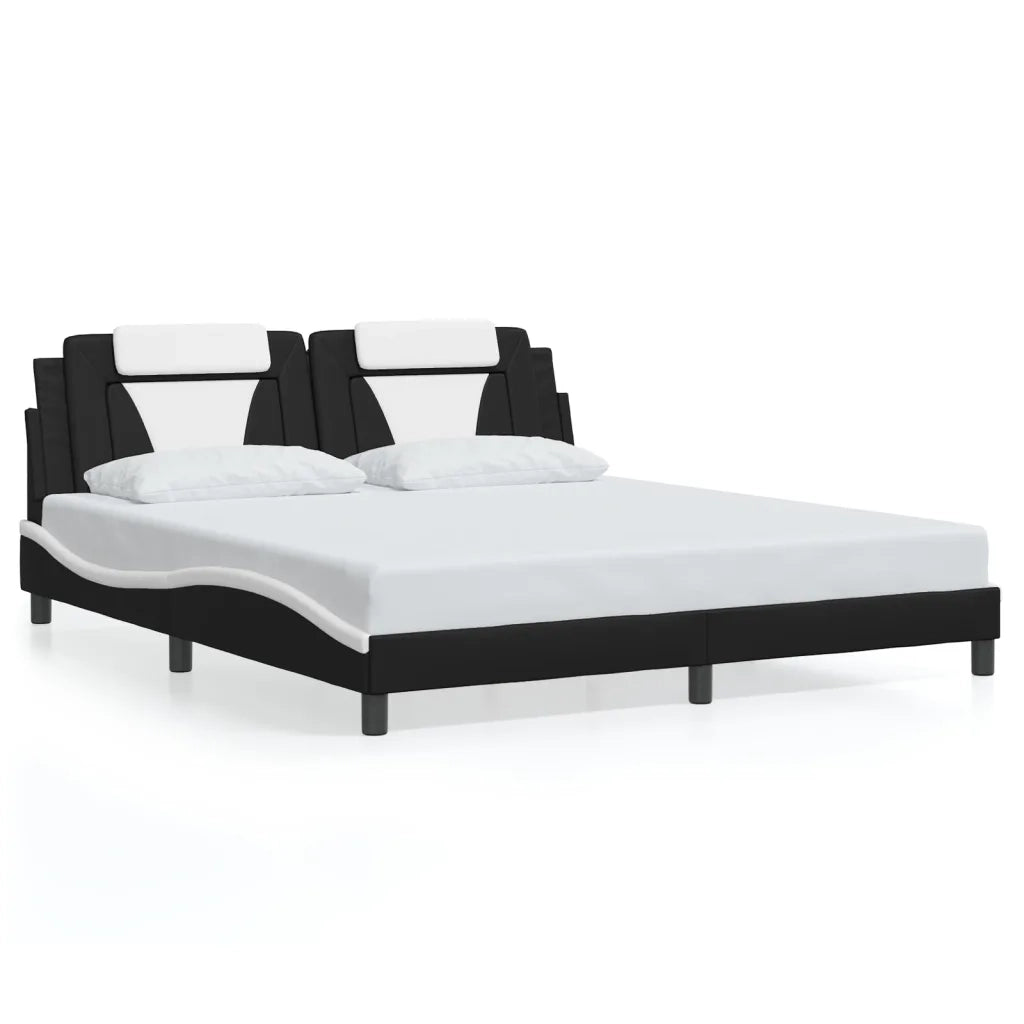 Giroletto Viana con LED senza Materasso-Struttura Letto Nero e Bianco 180x200 cm