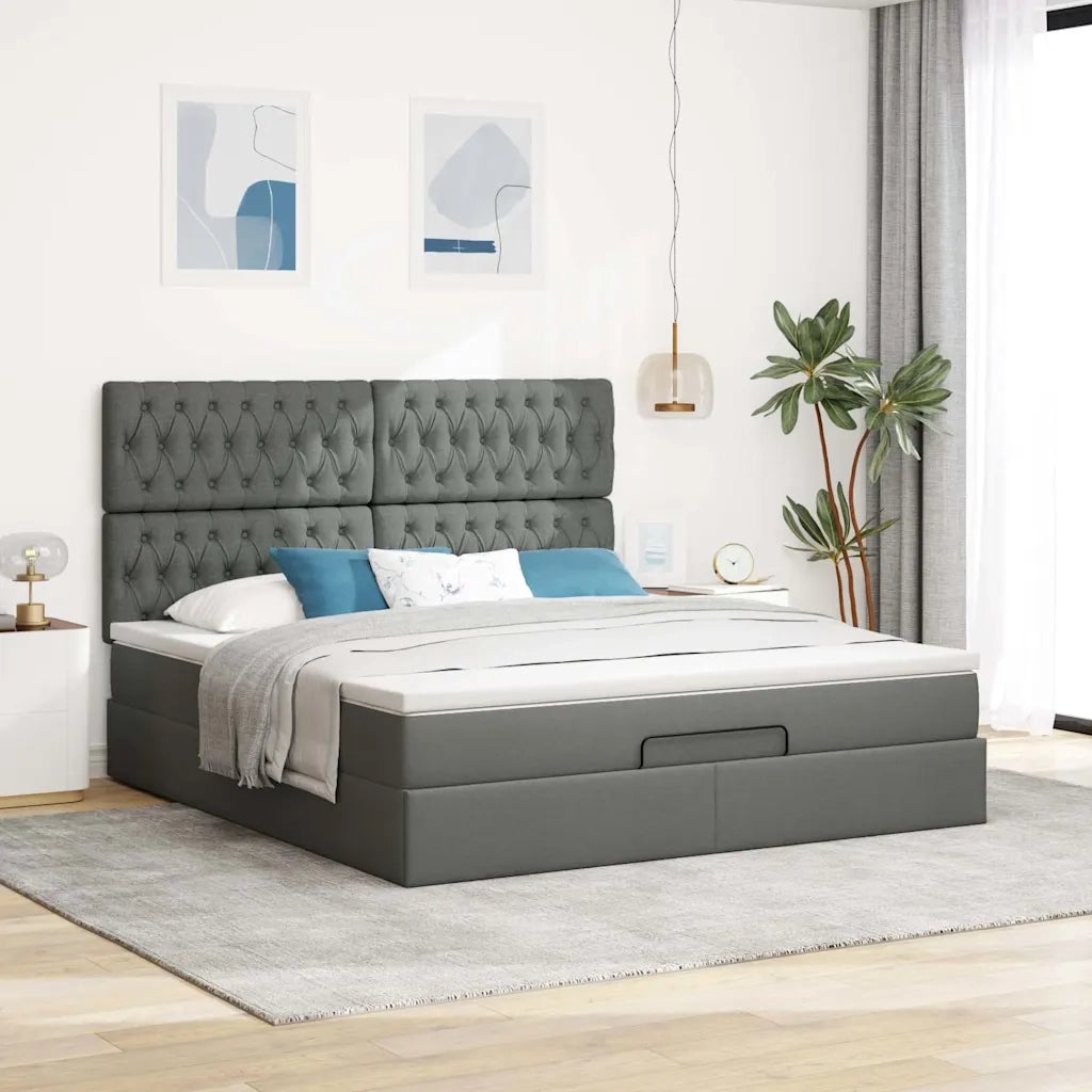 Struttura Letto Pouf con Materasso 180x200 cm in Tessuto 3314108
