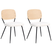 Set di 2 sedie da pranzo bianco sporco con gambe in ferro nero senza braccioli e cappucci protettivi Design moderno e minimalista Sala da pranzo