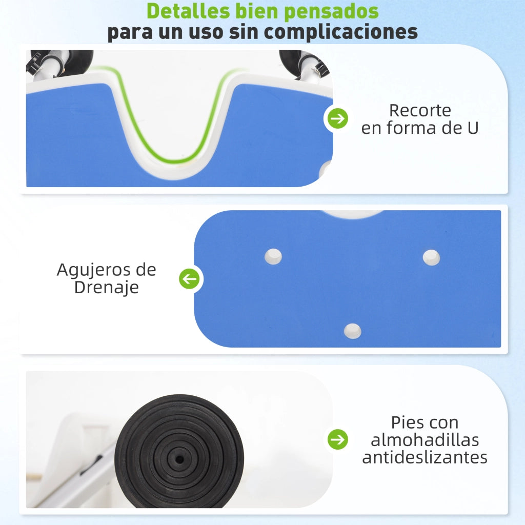 Sedia da doccia antiscivolo con maniglione ¨C zephmum ¨C Blu, regolabile
