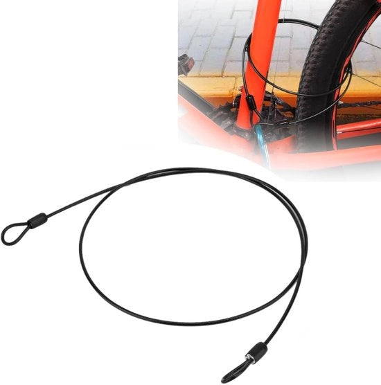Cavo di sicurezza multifunzionale - Rvs - Nero - Compacto e affidabile per biciclette e motocicli - Ideale per uso quotidiano - Codice prodotto:  ...
