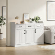 Credenza 120x35x80 ¨C MINIMAL ¨C Bianco, 3 Cassetti, 3 Ante, Ripiani Regolabili