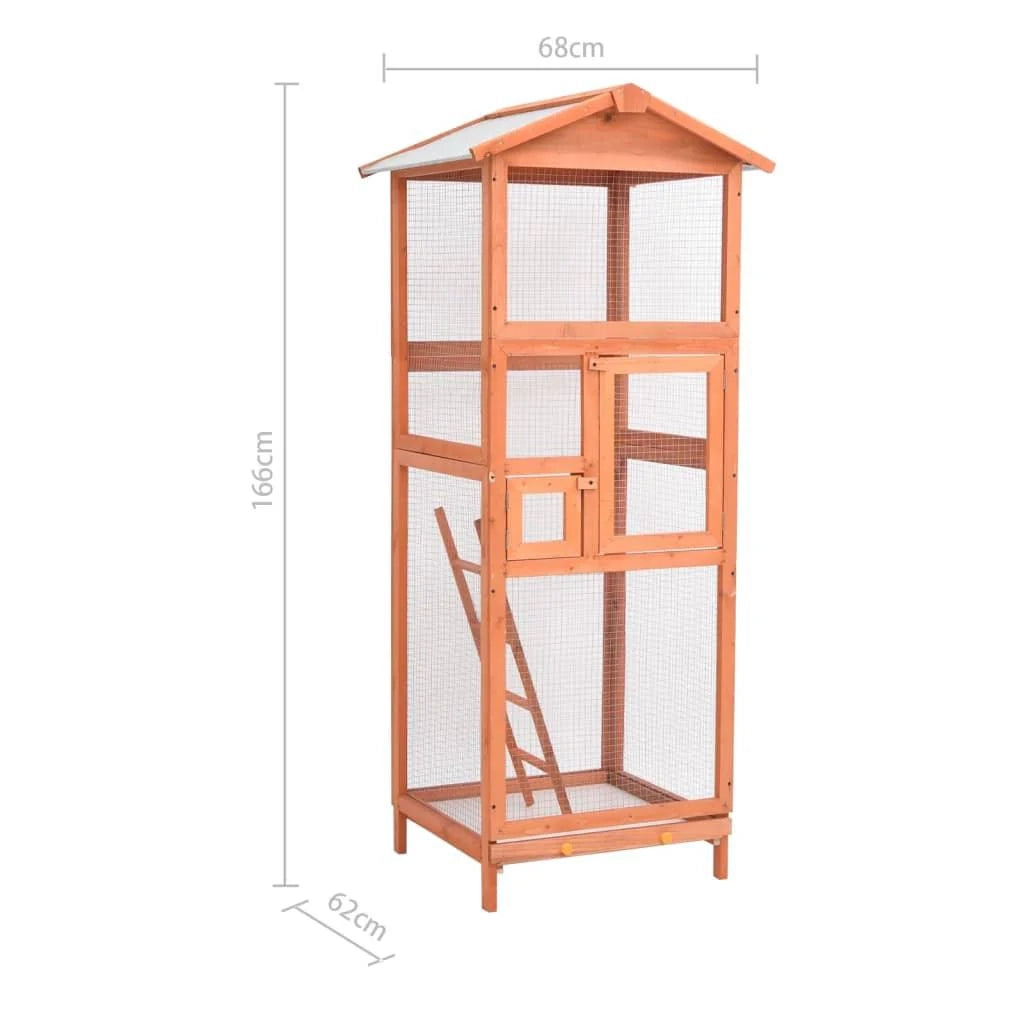 Gabbia per uccelli 68 x 62 x 166 cm in legno massello di abete 02_0000055