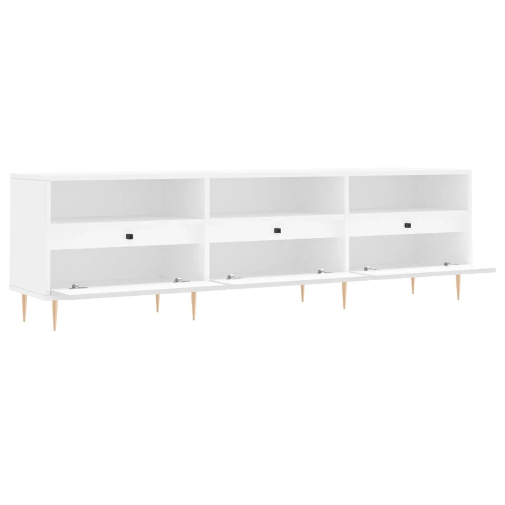 Mobile TV multimediale mensola TV credenza TV per sala da pranzo soggiorno camera da letto 150 x 30 x 44,5 cm legno ingegnerizzato bianco 02_0025970
