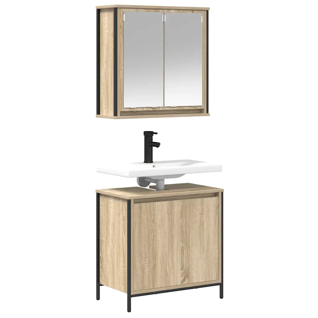 Set Mobili da Bagno 2 pz Rovere Sonoma in Legno Multistrato 3328390