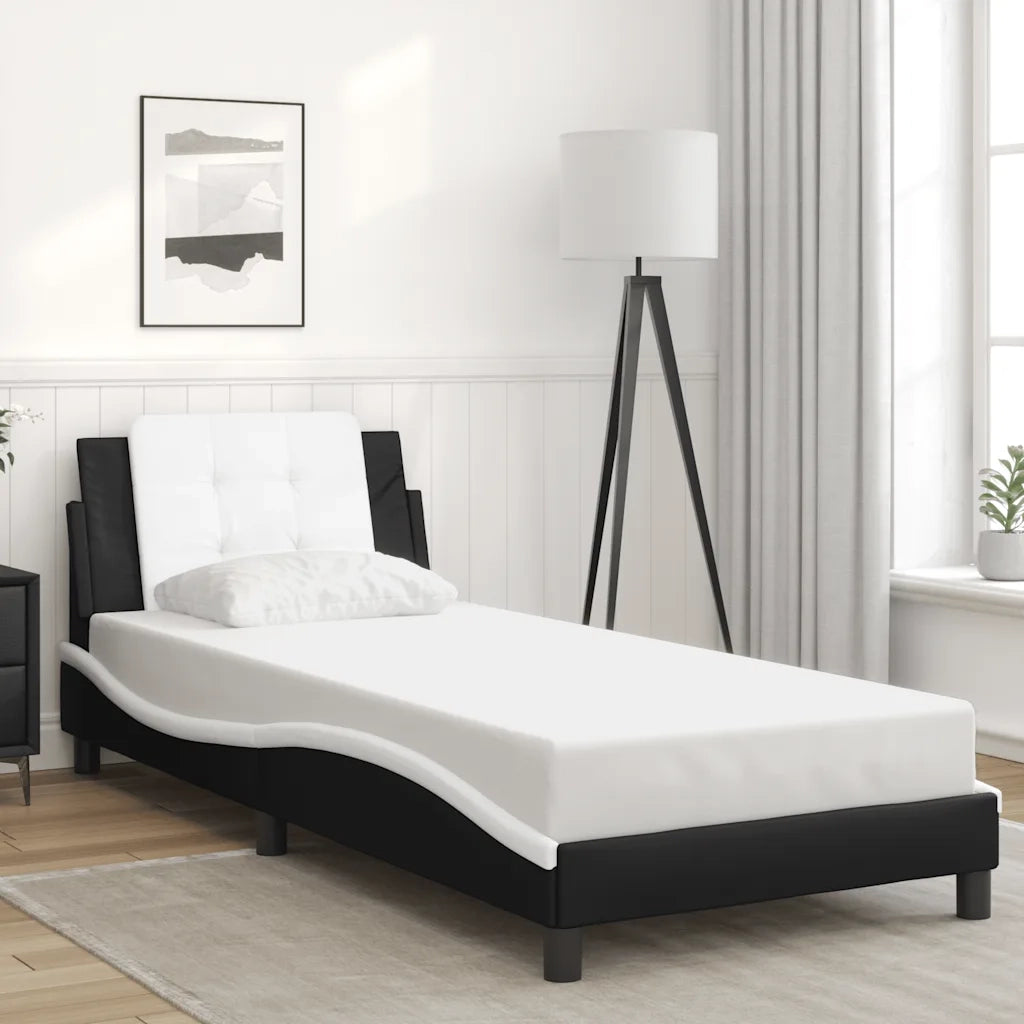 Giroletto senza Materasso Zadar Nero e Bianco 90x200 cm in Similpelle