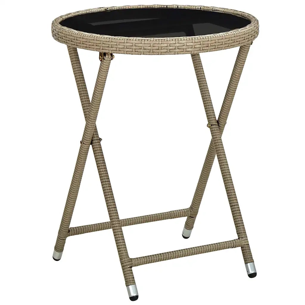 Set da BistrÃ² 3 pz con Cuscini Beige Polyrattan e Vetro