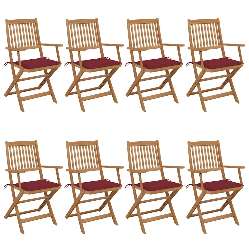 Sedie da Giardino Pieghevoli 8 pz con Cuscini Massello Acacia cod mxl 76231