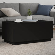 Tavolino da Soggiorno con Luci LED-Tavolino da Salotto-Tavolo Nero 90x50x40 cm