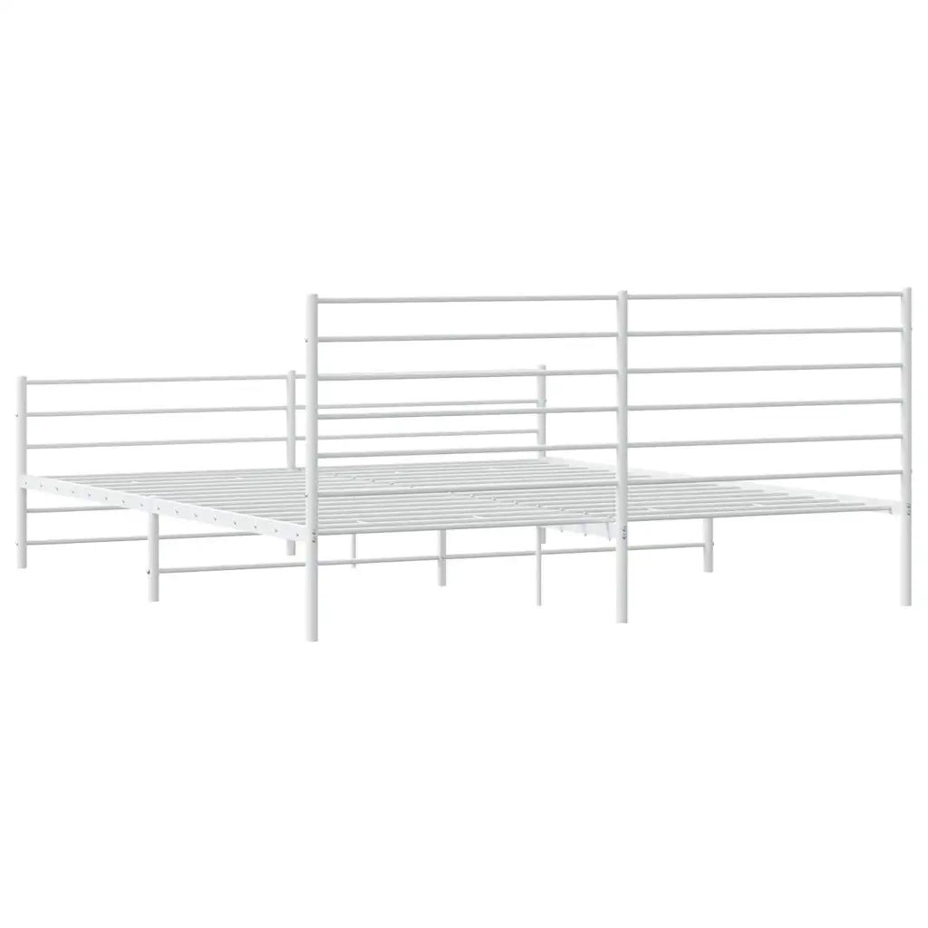 Giroletto con Testiera e Pediera-Struttura Letto Metallo Bianco 193x203 cm 553795