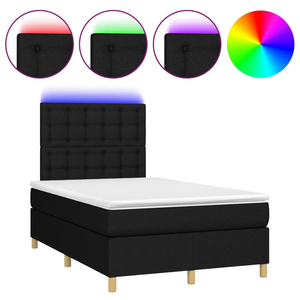 Letto a Molle con Materasso e LED Nero 120x200cm in Tessuto 3135743