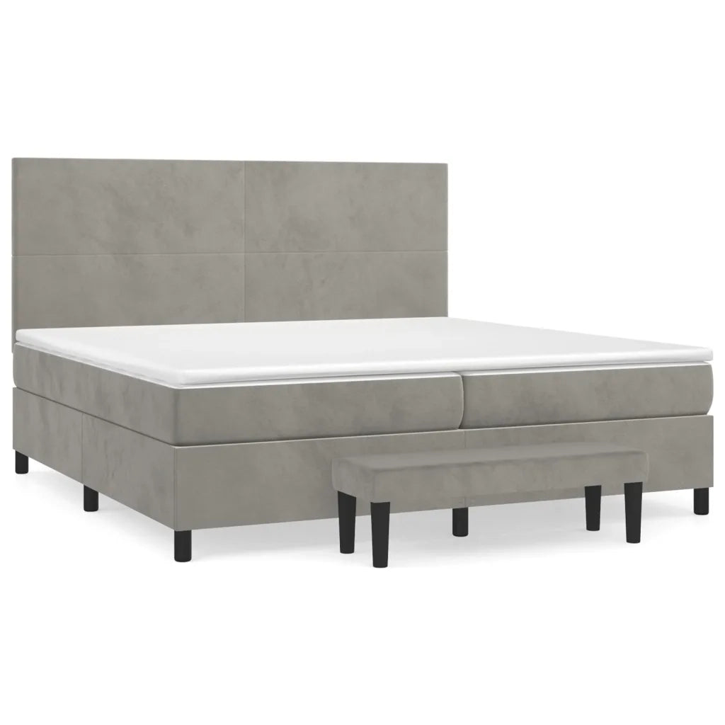 Giroletto a Molle con Materasso Grigio Chiaro 200x200cm Velluto 3137743