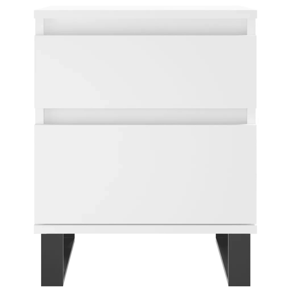 Set di 2 Comodini | Armadio da Notte | Mobiletto da notte Bianchi 40x35x50 cm in Legno Multistrato