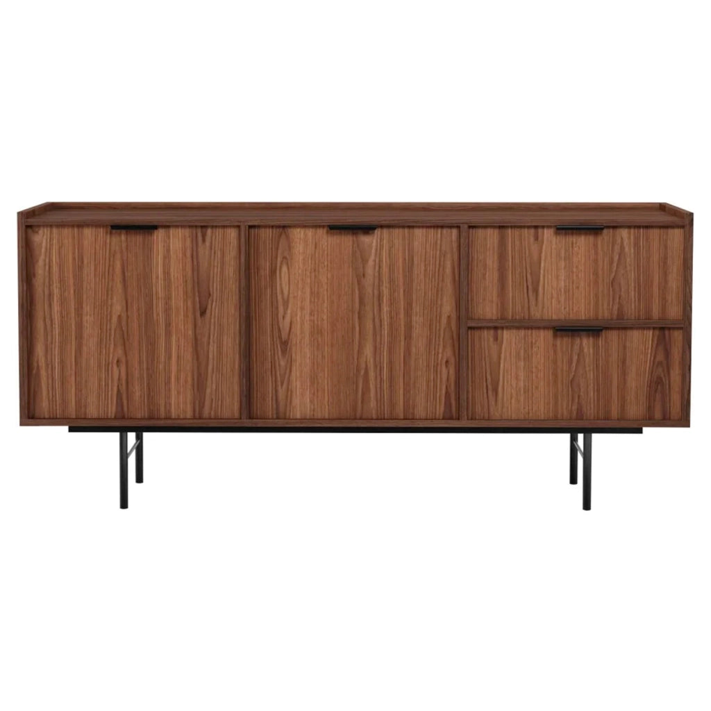 Credenza Design Moderno Con 2 Ante 2 Cassetti Ripiani Interni Gambe In Metallo E Struttura In Melaminico Per Soggiorno Sala Da Pranzo Ingresso Ampio Spazio Contenitivo 150 X 40 X 68 Cm Noce