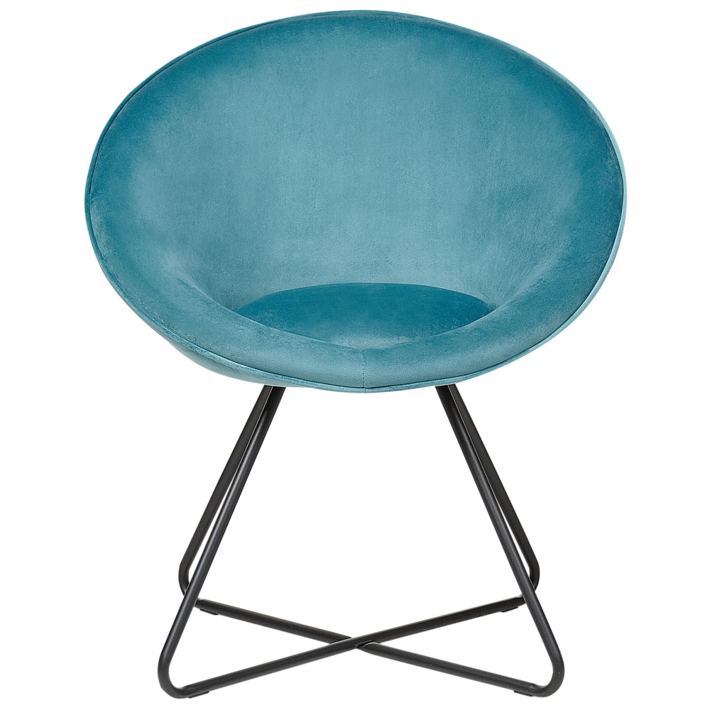 Sedia da salotto Blu Rivestimento in velluto Seduta rotonda Retro Minimalista