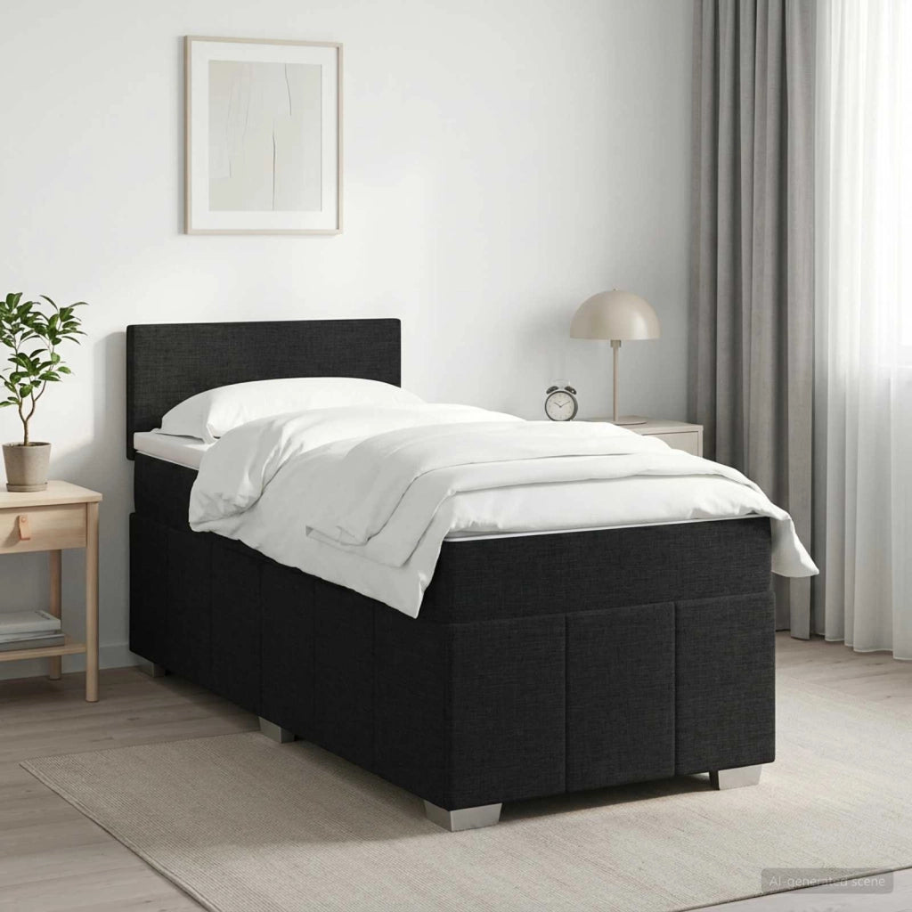Letto box spring con materasso Nero 90 x 200 cm Tessuto 3451124