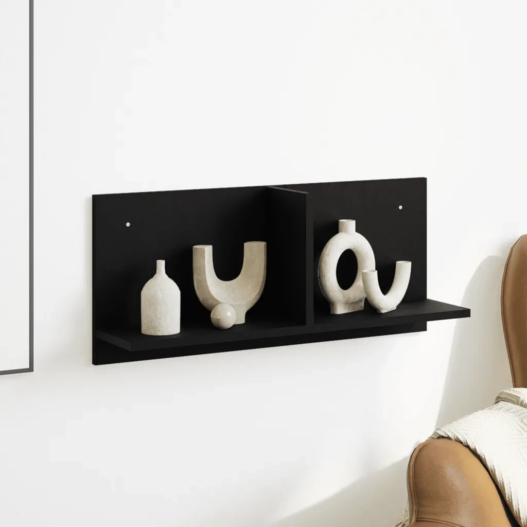 vidaXL Mobile a Parete 70x16,5x30 cm Nero in Legno Multistrato