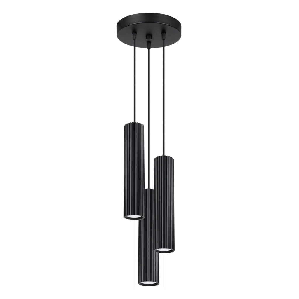 Lampada a sospensione nera Ø20 3 luci GU10 GRAVIO Pure