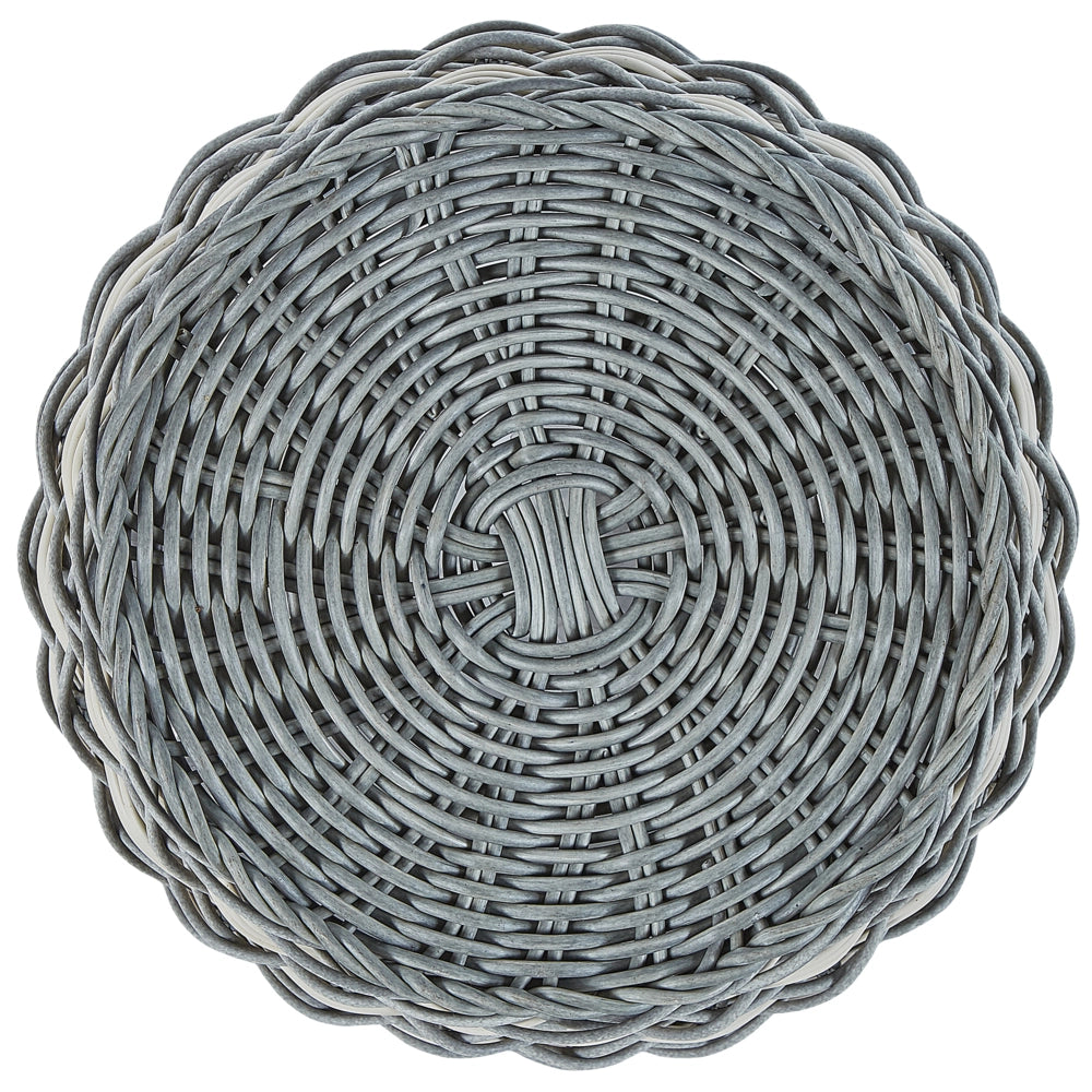 Set di 3 cesti per piante da esterno fioriere rivestite in rattan sintetico grigio e bianco