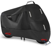 CopriMotor Acquaprotetto 300D CopriMotor Esterno CopriBicicletta in Telaio di Zinco Acquaprotetto CopriBicicletta Garage con 5 Strisce Riflettenti e 2 Fori a Slot, 2 Spine Antivento e 1 Tasca (XL: 230x90x125cm)