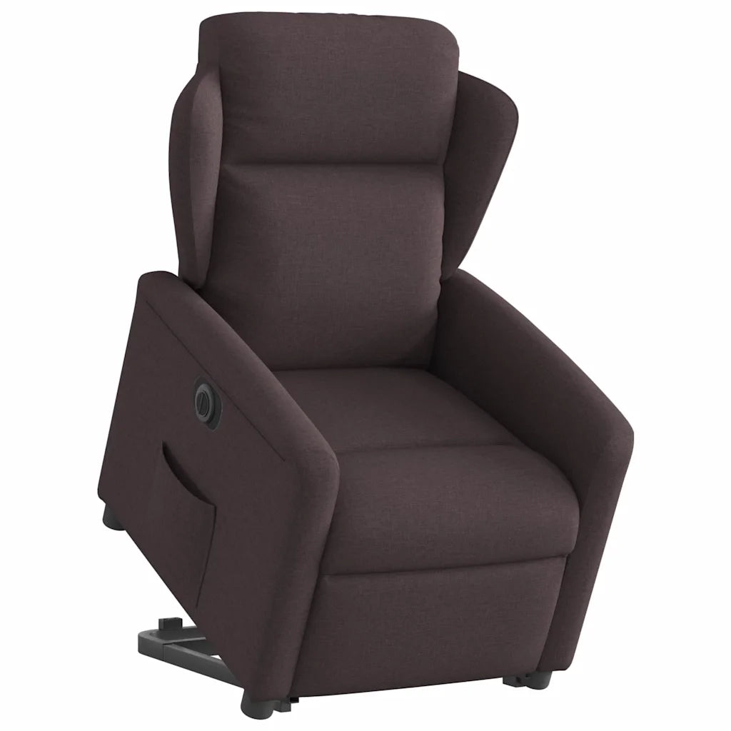 Poltrona Alzapersona Reclinante Elettrica Marrone Scuro Tessuto 3303159
