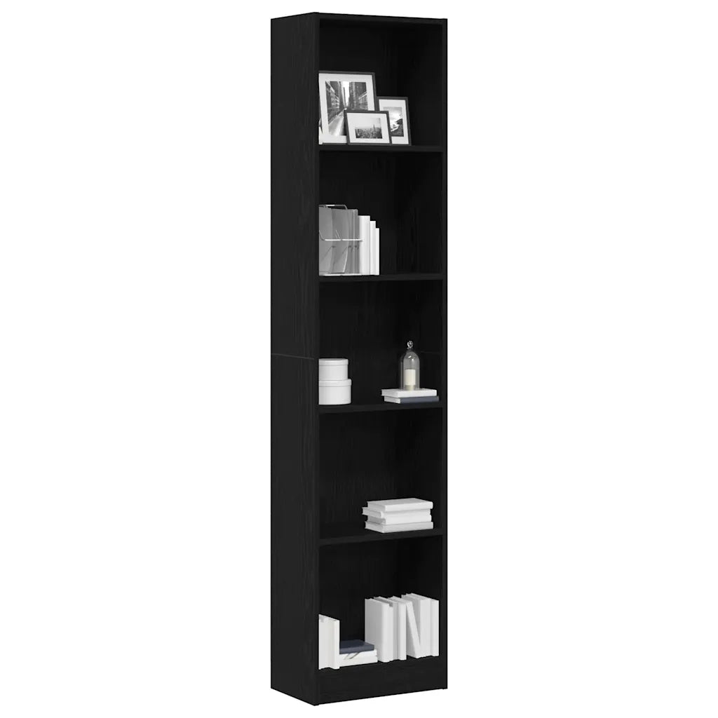 Libreria Rovere Nero 40x24x176 cm in Legno Multistrato