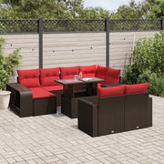 Set Divani da Giardino 11 pz con Cuscini Marrone in Polyrattan 3274587