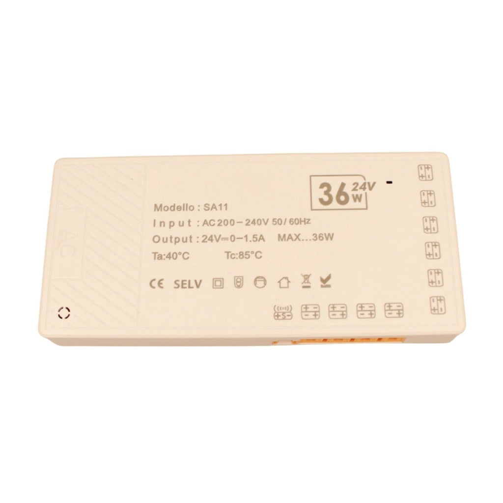 Trasformatore Alimentatore Led Driver Mobile 24V 36W, Con 10 Uscite Senza Polarità, Per Luce Led Da Guardaroba Armadio, 130X60X16mm, Cavo Alimentazione Con Spina EU Incluso