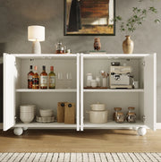 Credenza con chiusura a pressione e ripiano regolabile 120 x 35 x 71 cm; MDF; bianca