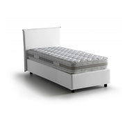 Letto matrimoniale Alion, Letto contenitore con rivestimento in tessuto, Made in Italy, Apertura frontale, con materasso cm 140x190 incluso, Bianco