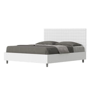 Letto Matrimoniale 160x190 cm struttura bianco frassino testata Burmy - Bianco,Similpelle,Contenitore