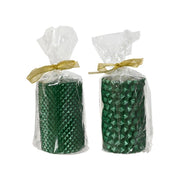 CANDELA VERDE PILLAR METALLIZZATA E GLITTERATA 10 CM 2 ASSORTIMENTI PREZZO CAD