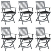 Sedie da Giardino Pieghevoli 6pz con Cuscini in Massello Acacia cod mxl 74189