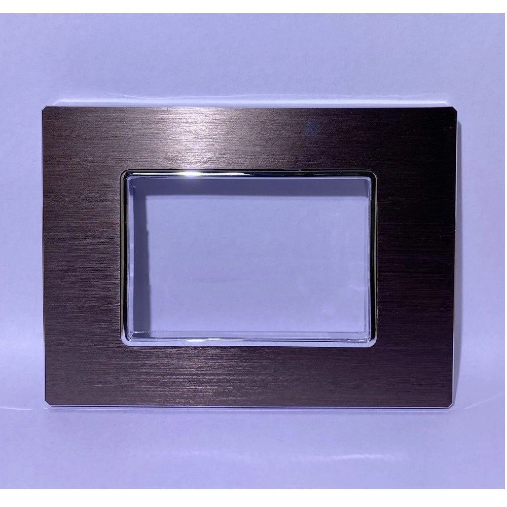 Trade Shop - Placca Luxury 3 4 6m Metallo Brown Marrone Satinato Compatibile Bticino Axolute -