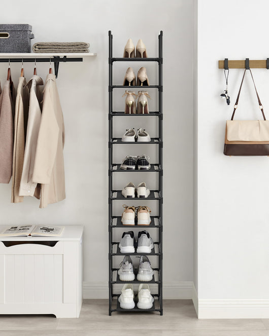 Scarpiera Valora Black Loft Style con 10 ripiani per corridoi e hall