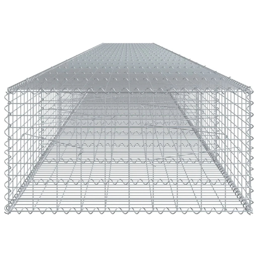 Gabbione recinto a gabbia muro di contenimento con coperchio 1000 x 100 x 50 cm ferro zincato argento 02_0040114
