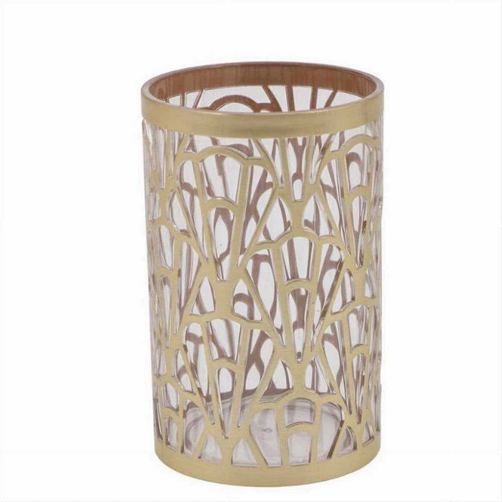 Trade Shop - Bicchiere Porta Spazzolini Accessorio Bagno Oro Stile Contemporaneo Arredo 59098 -