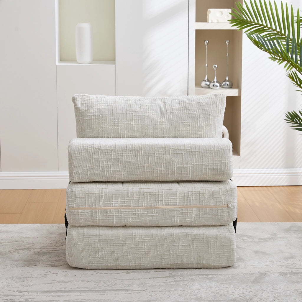 DIVANO LETTO Pieghevole 79x180x18 cm Chenille Beige