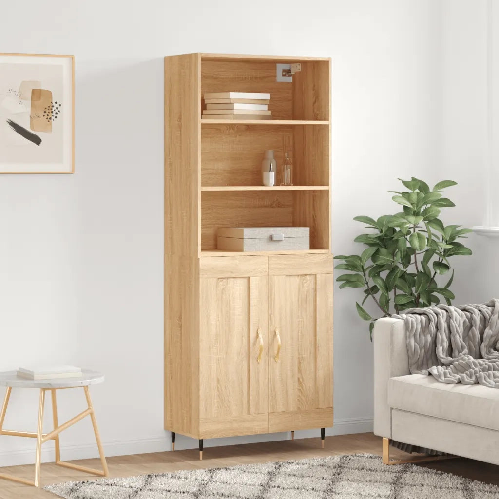 Credenza-Buffet-Armadio da cucina Rovere Sonoma 69,5x34x180 cm in Legno Multistrato 584658