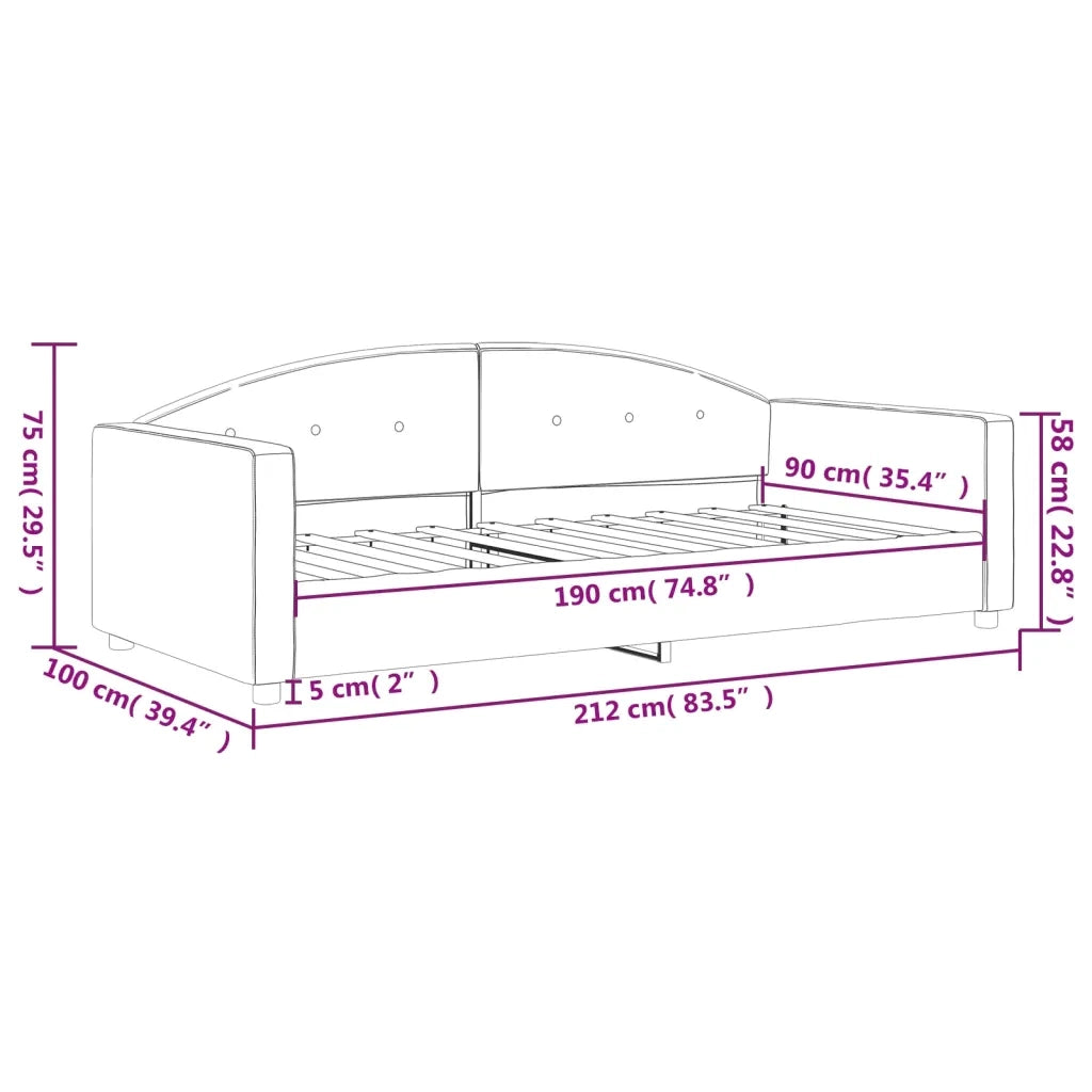 Letto singolo | Letto per adulti | Letto da Giorno Grigio Chiaro 90x190 cm in Velluto