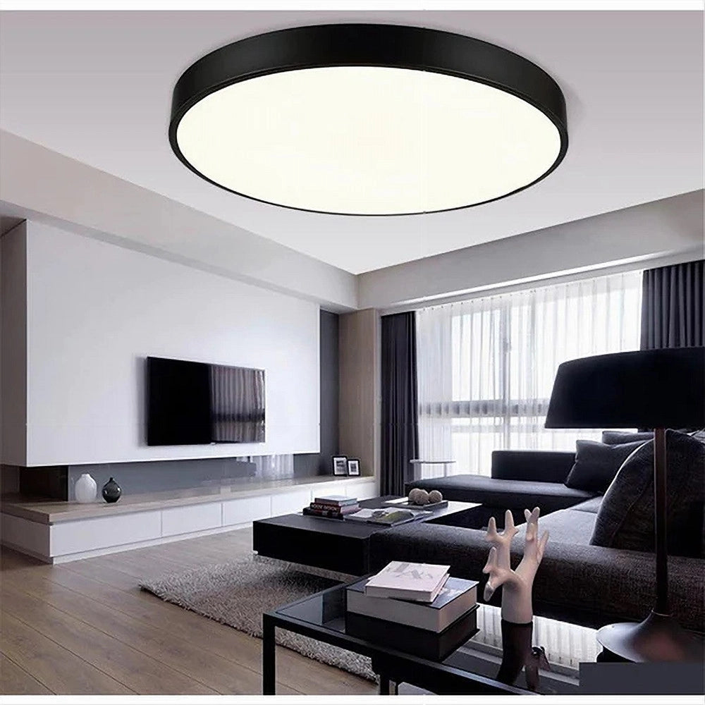 Trade Shop - Plafoniera Led 70 W Rotonda Lampada Soffitto Nero Lampadario Luce Naturale 02607 -