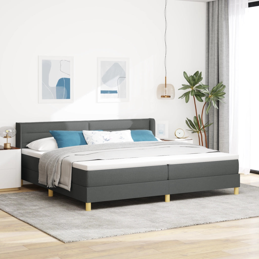 Letto con Box Spring e Materasso Grigio Scuro 200x200 cm Tessuto