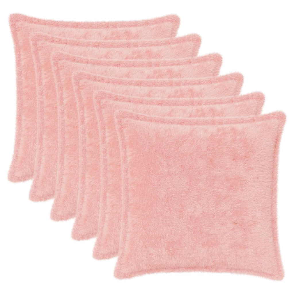 Federa 6 pcs HOUTEN Rosa 35 x 35 cm Pelliccia di Coniglio Finta 916628