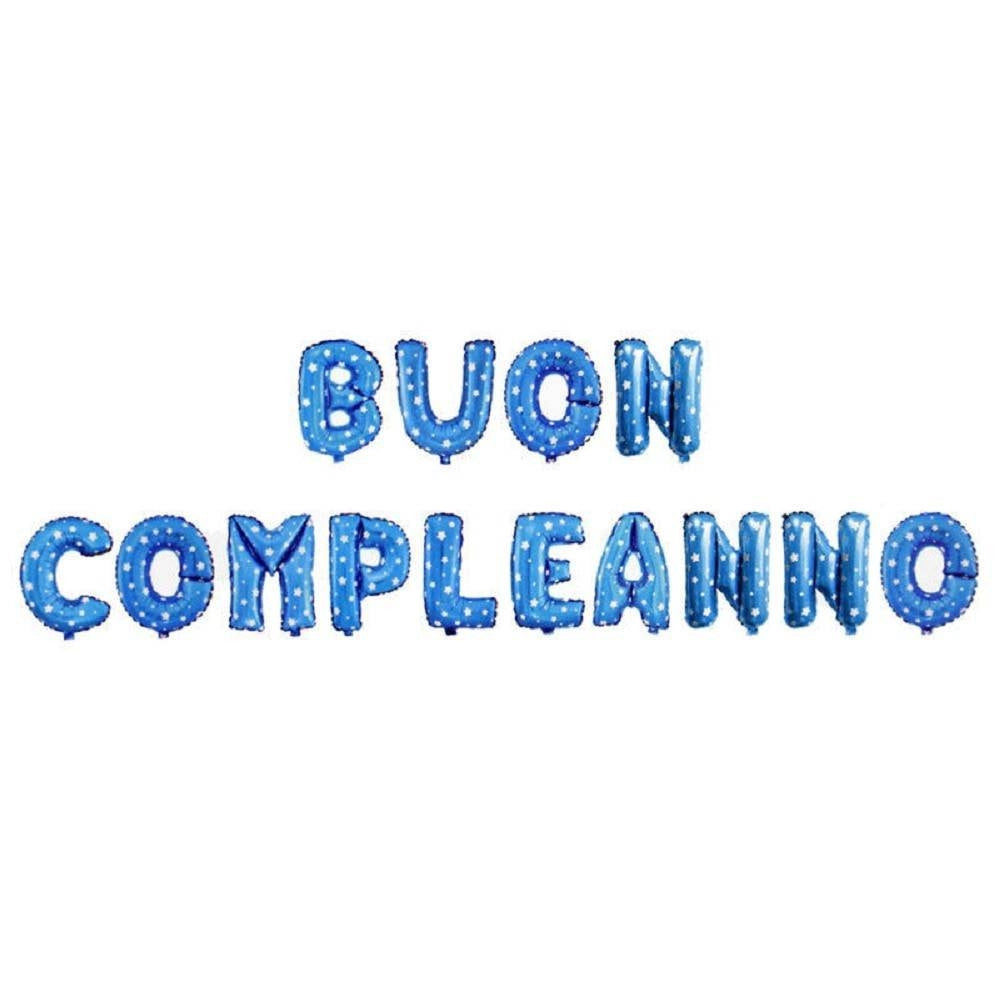 Trade Shop - Palloncini Di Buon Compleanno Per Festa Party Decorazione Striscione Gonfiabile - Blu