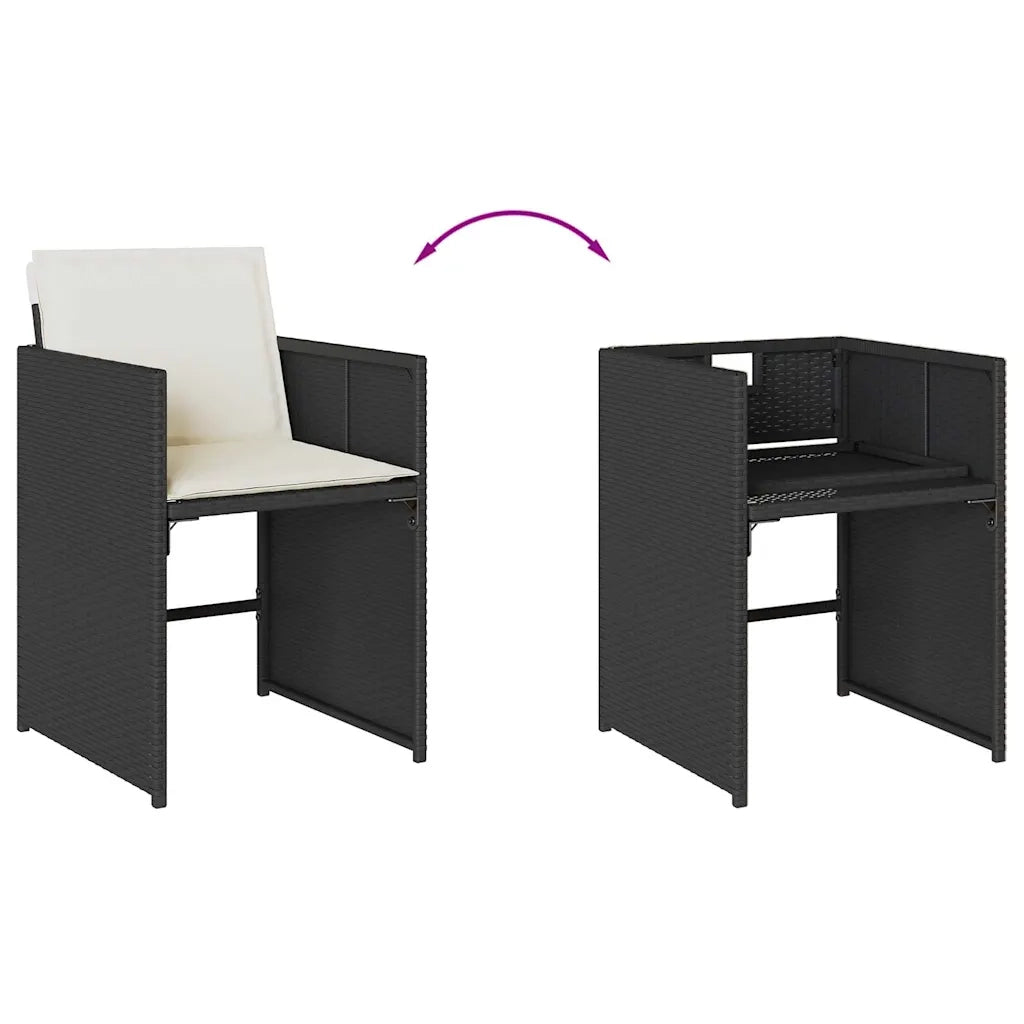 Set da Pranzo da Giardino 9 pz con Cuscini Nero in Polyrattan 3211203