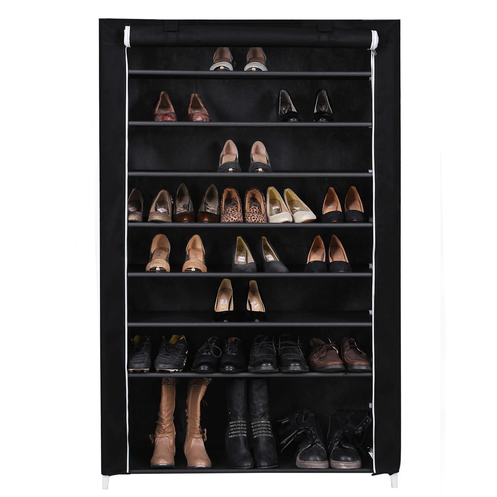 Scarpiera Valora nera | Armadio portaoggetti tessile a 9 ripiani