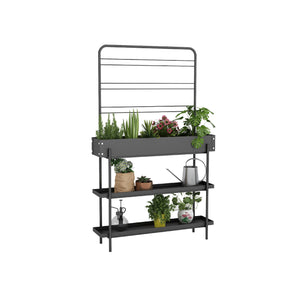 FIORIERA ARDESIA 96X24XH155CM 3 PIANI CON GRIGLIA.