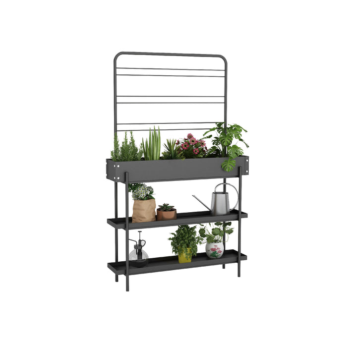 FIORIERA ARDESIA 96X24XH155CM 3 PIANI CON GRIGLIA.