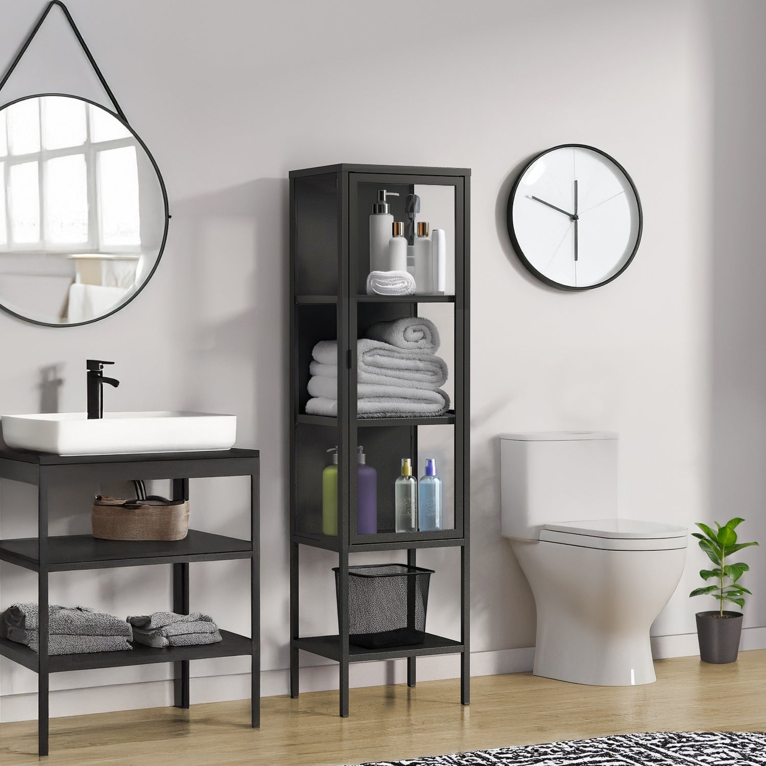 VETRINA ARDESIA 1 ANTA 42X35XH160CM IN METALLO.