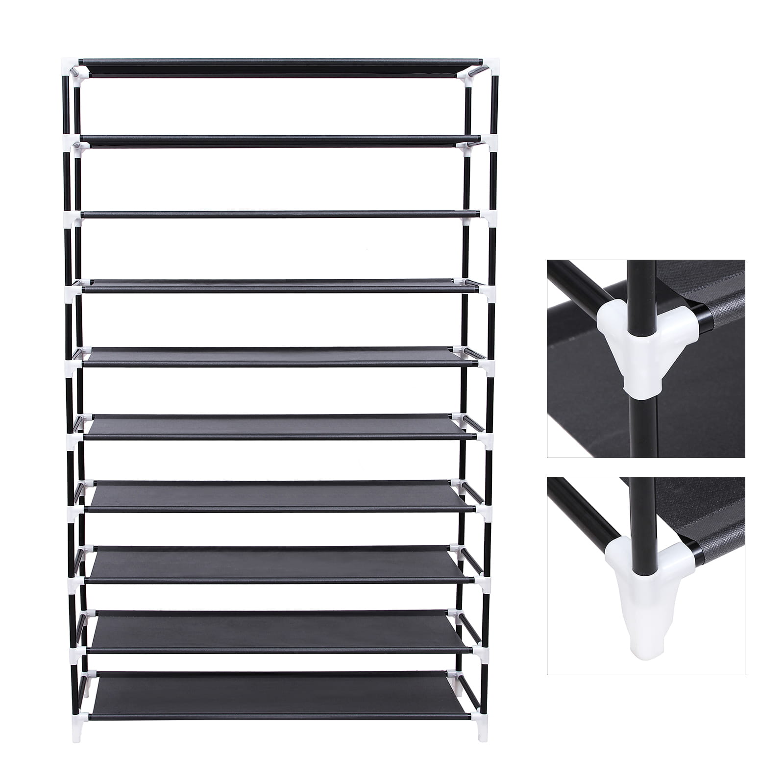 Scarpiera Valora nera | Armadio portaoggetti tessile a 9 ripiani